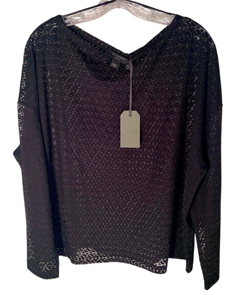 All Saints Devore Rita Shirt Black Size Small NWT All Over S Design - Picture 4 of 11